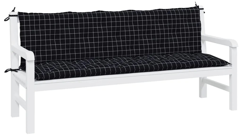 Възглавници за градинска пейка 2 бр черно каре Оксфорд плат