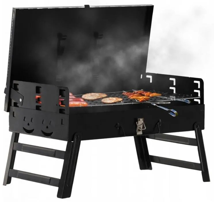 Градински грил с регулируеми рафтове 43 x 23 x 40 cm