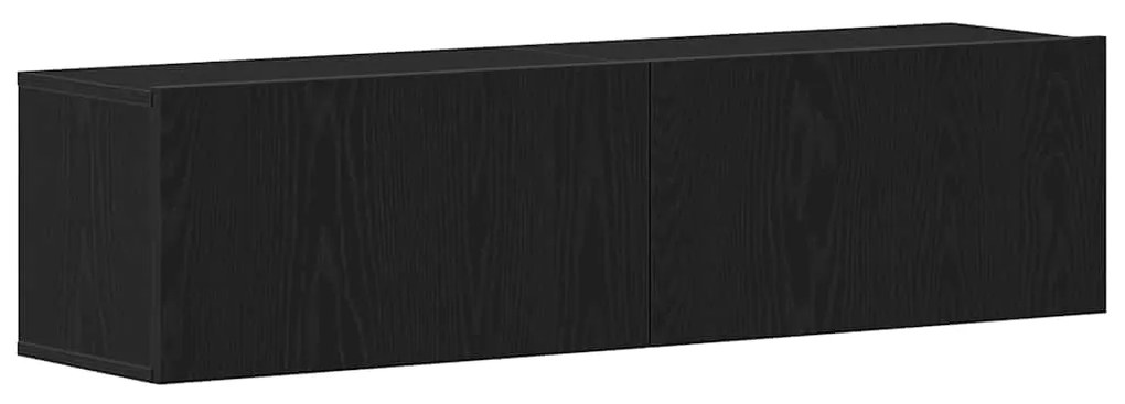 862011 vidaXL ТВ шкаф, черно и дъб, 120x30x30,5 см, инженерно дърво
