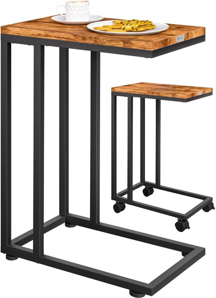 Странична масичка с WPC плоскост - 65,5 x 50 x 40 cm Бял