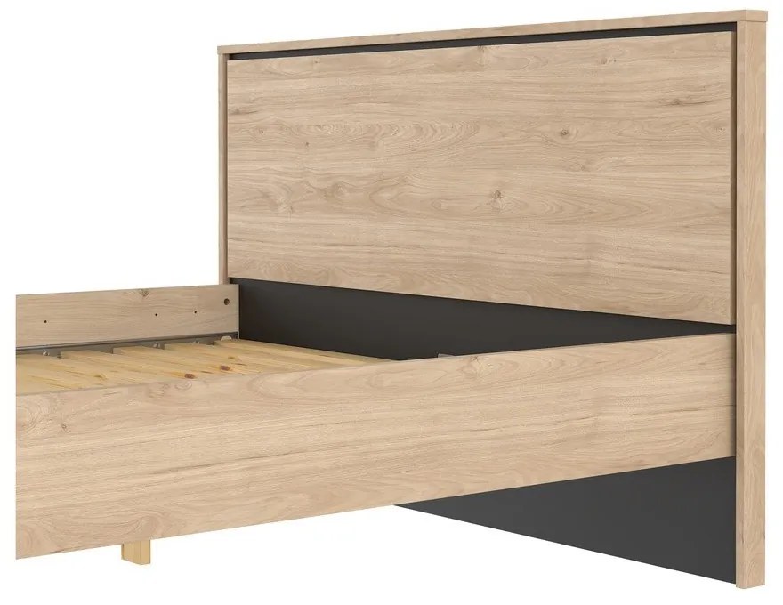 Двойно легло от дъбов декор с включена подматрачна рамка в естествен цвят 140x200 cm Ry – Tvilum