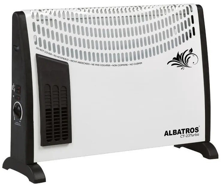 Конвектор за под ALBATROS CT-23TURBO, 2000W, 20 м2, TURBO вентилатор, Регулируем термостат, Защита от прегряване, Бял/черен