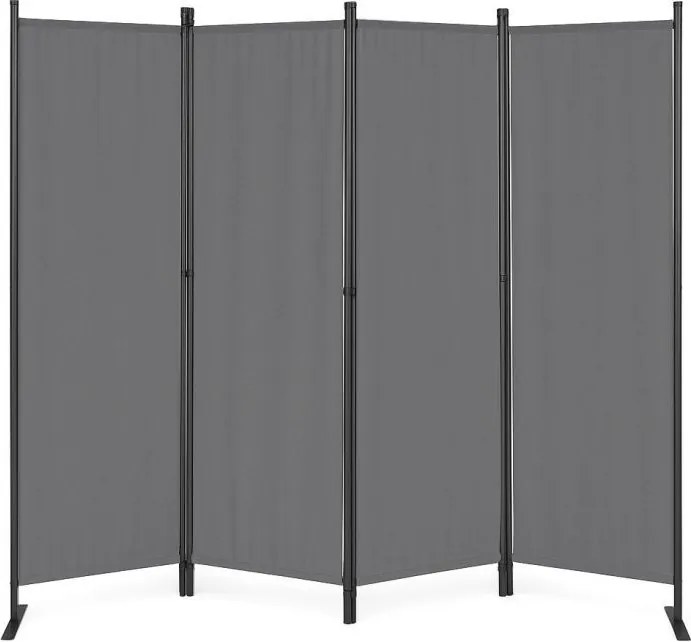 Градински 4-панелен сгъваем параван срещу вятър и слънце - 167 x 216 cm Сив