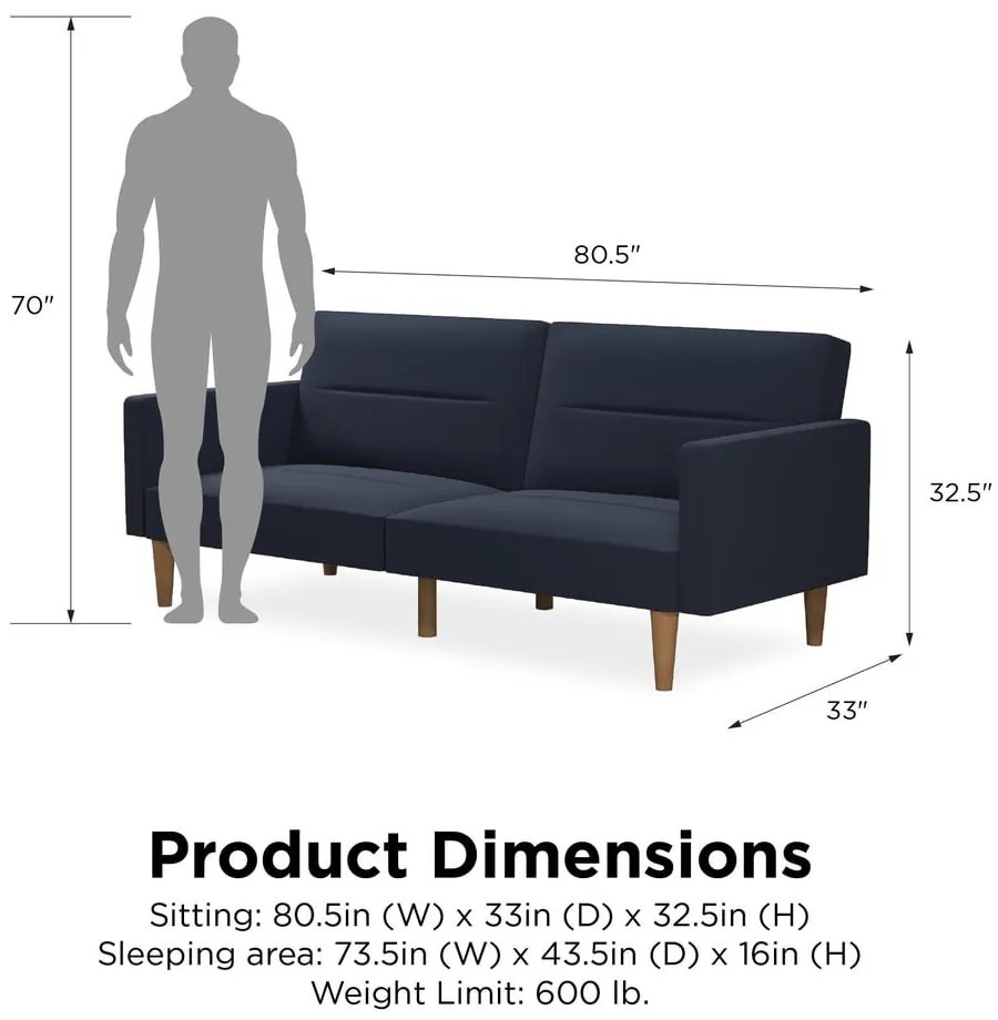 Тъмносин разтегателен диван Mainstays - Støraa