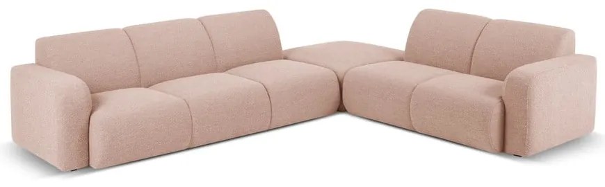 Розов ъглов диван от плат букле (десен ъгъл) Molino - Micadoni Home