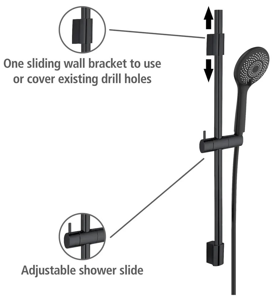 Черен душ комплект от неръждаема стомана 70cm Water Saving - Wenko
