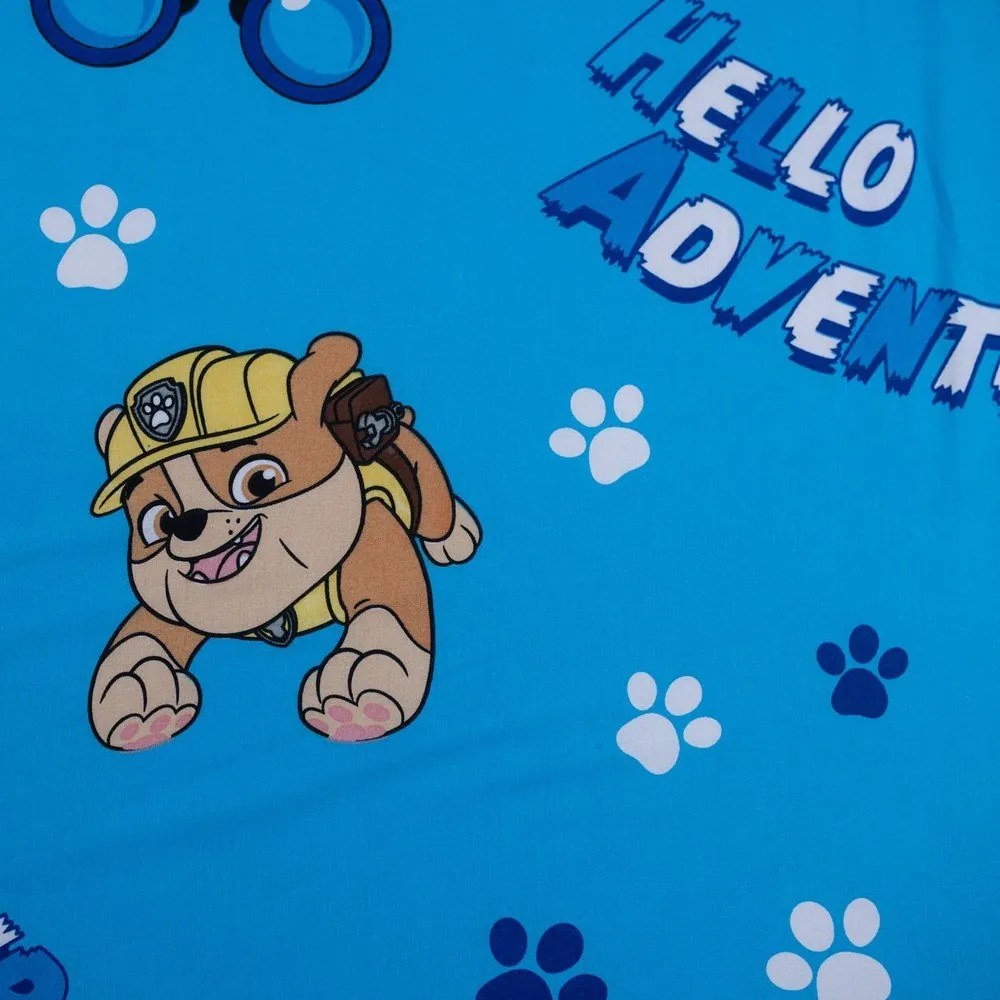 Син еластичен единичен памучен детски чаршаф 90x200 cm Paw Patrol – Jerry Fabrics