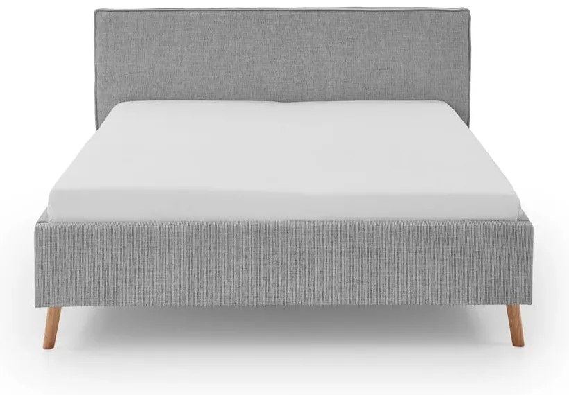 Светлосиво двойно легло 180x200 cm тапицирано с място за съхранение с включена подматрачна рамка Riva – Meise Möbel