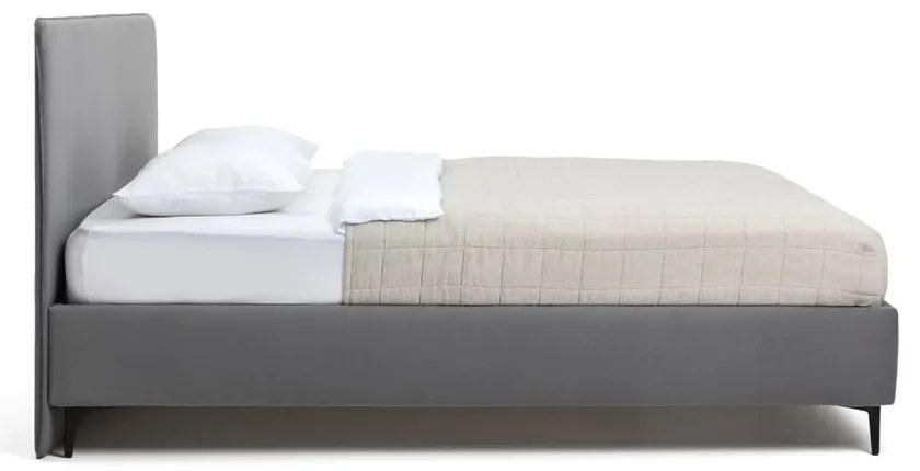 Сиво тапицирано двойно легло с матрак с решетка 180x200 cm Noira Slim - Bonami Selection