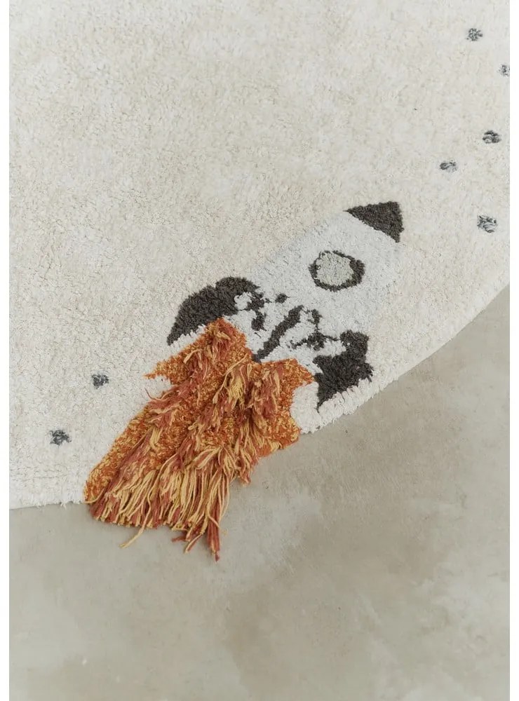 Кремаво ръчно изработено памучно детско килимче за игра подходящо за пране ø140 cm Interstellar Journey – Lorena Canals