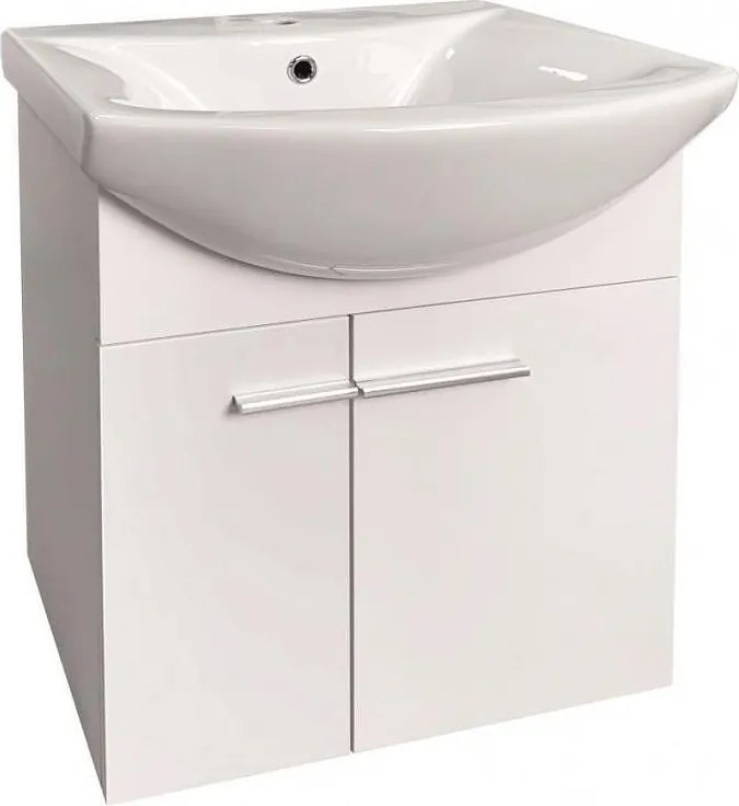 Конзолен шкаф за баня ICP 5543/60, PVC, бял, с умивалник, 55x42,5x60см