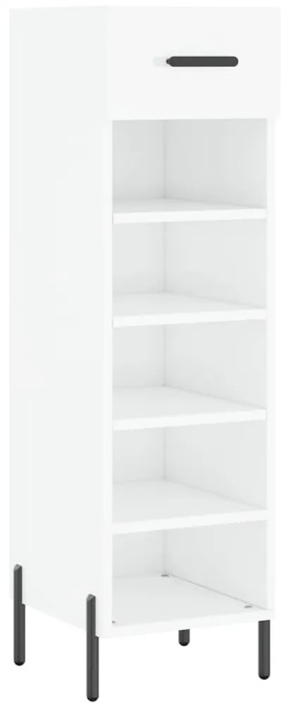 829686 vidaXL Шкаф за обувки, бял гланц, 30x35x105 см, инженерно дърво