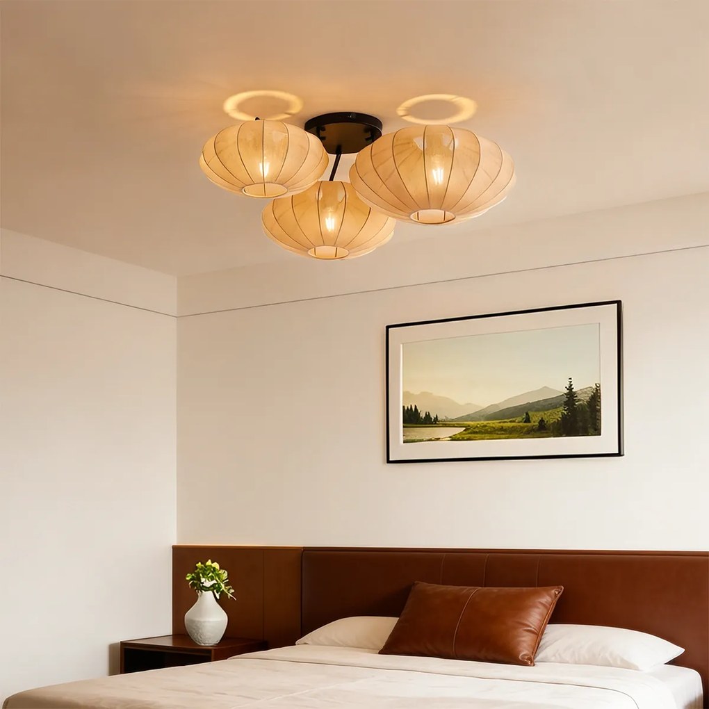 Japandi таванна лампа кафява 3 светлини - Multi Bida