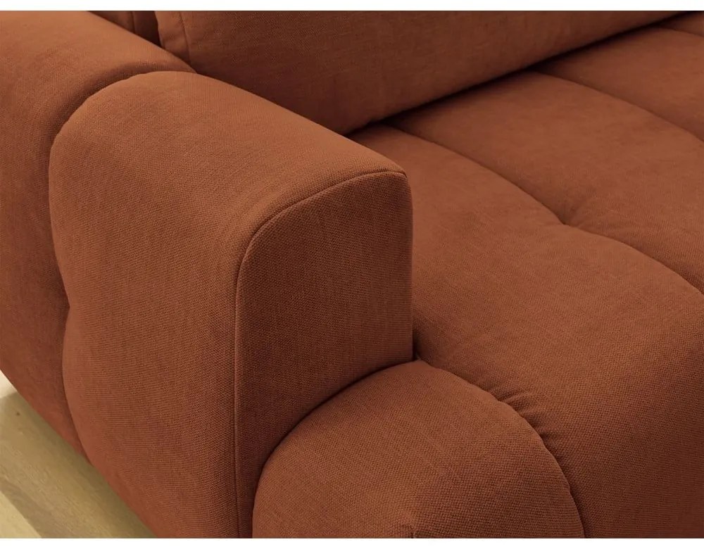 Сгъваем/с място за съхранение ъглов диван в тухлен цвят (десен ъгъл/L форма) Fuji – Bobochic Paris