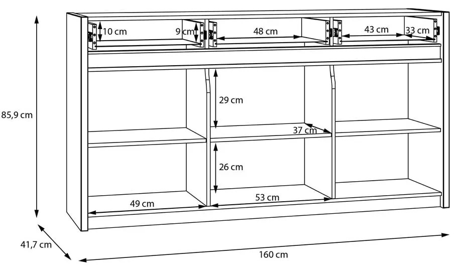 КОМОД СКУЕЪР С LED-ОСВЕТЛЕНИЕ 160/41,5/85,9 СМ