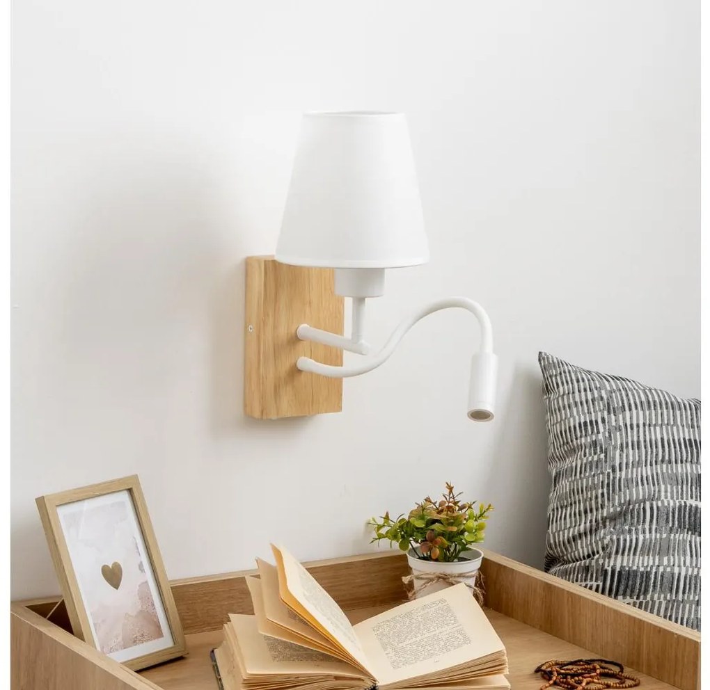 Brilagi - LED Аплик NUBILA WOOD 1xE27/25W/230V + LED/3W дъб/бял