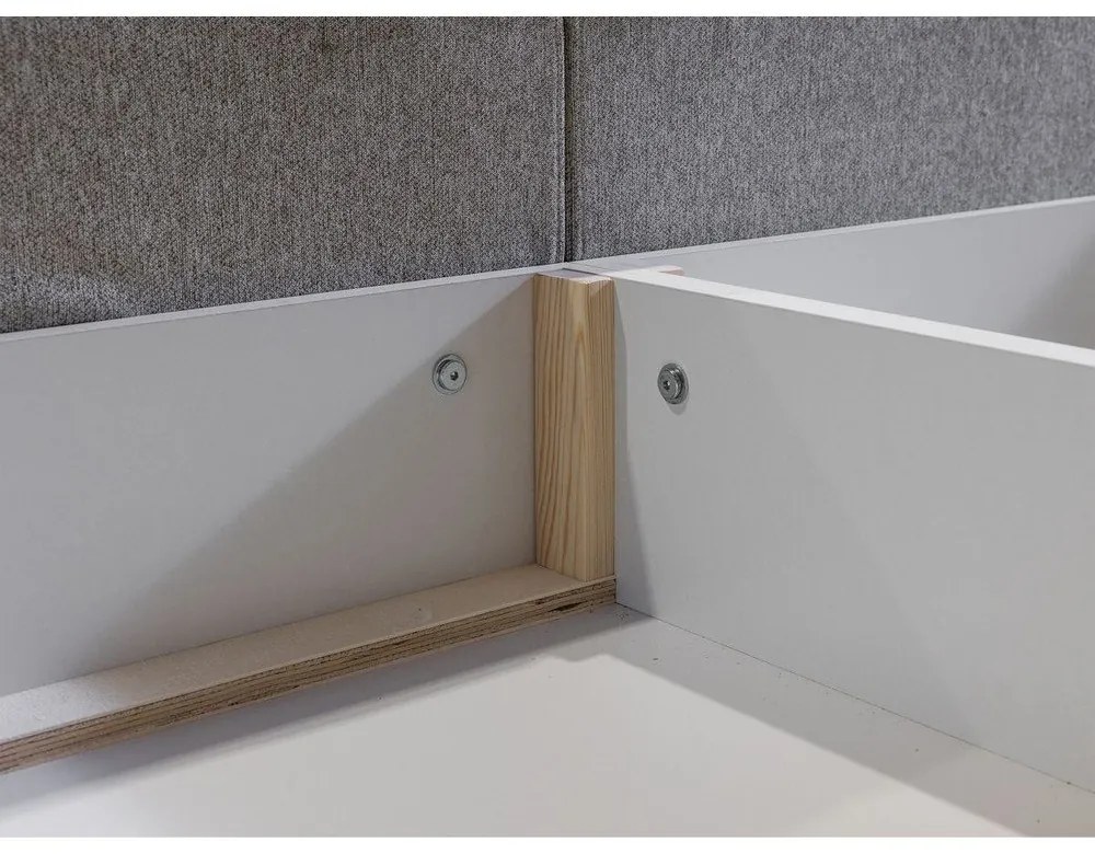 Бежово двойно тапицирано легло с място за съхранение с включена подматрачна рамка 180x200 cm Garance – Bobochic Paris