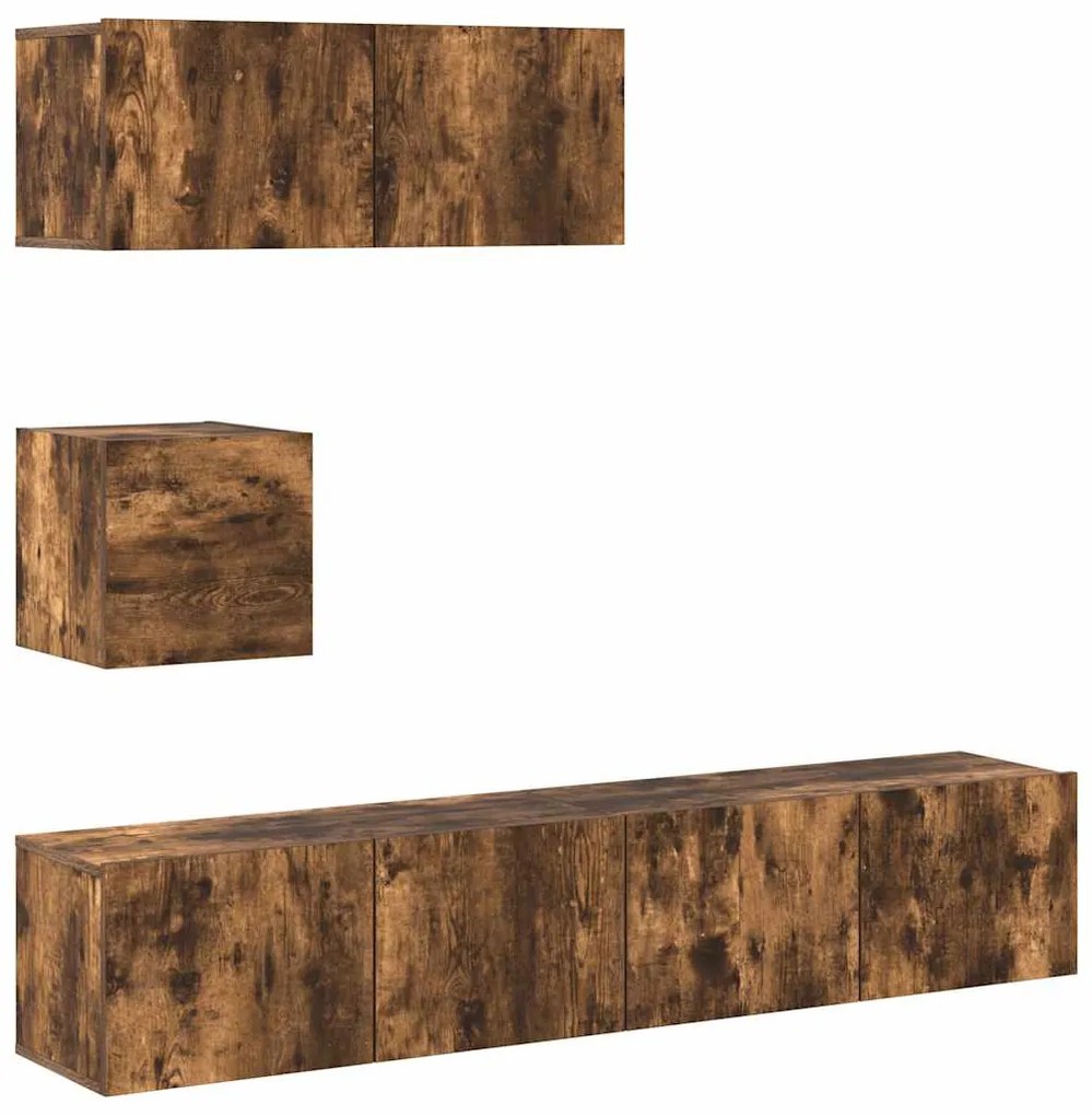 3114651 vidaXL Комплект ТВ шкафове от 4 части, опушен дъб, инженерно дърво