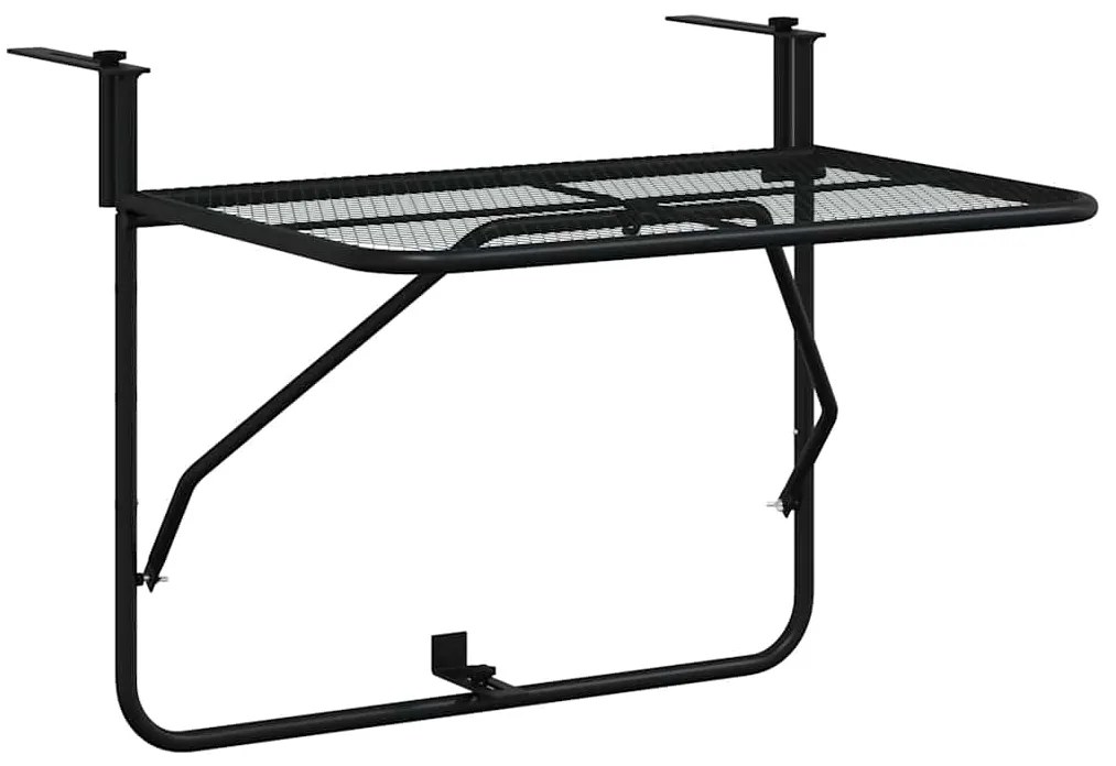 325924 vidaXL Балконска маса, черна, 60x40 см, стомана