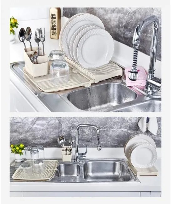 Horecano - Пластмасов стелаж / сушилник за чинии от 3 части 40x30,5xh11,5см лате HOME-(TRN-199-02)