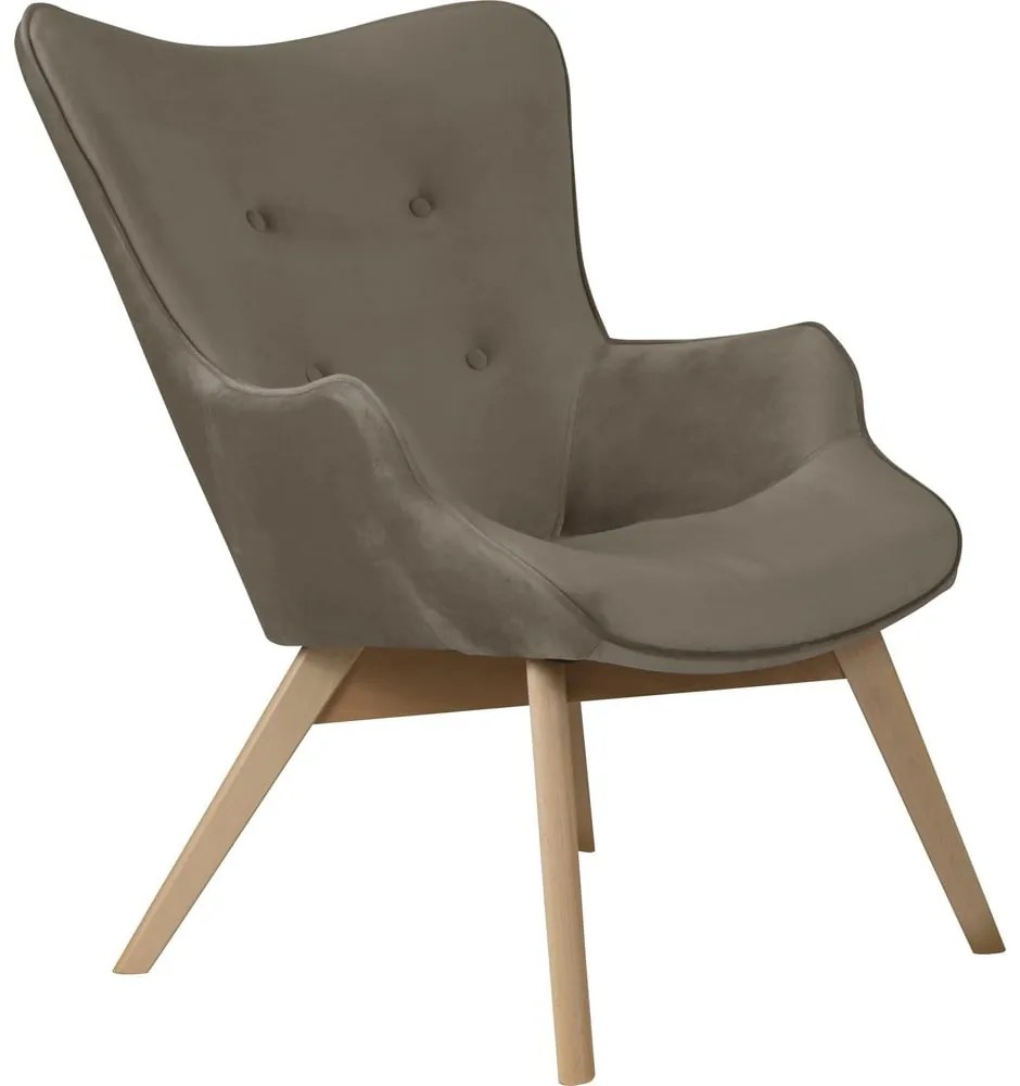 Светлокафяво кадифено кресло Niko – Ropez