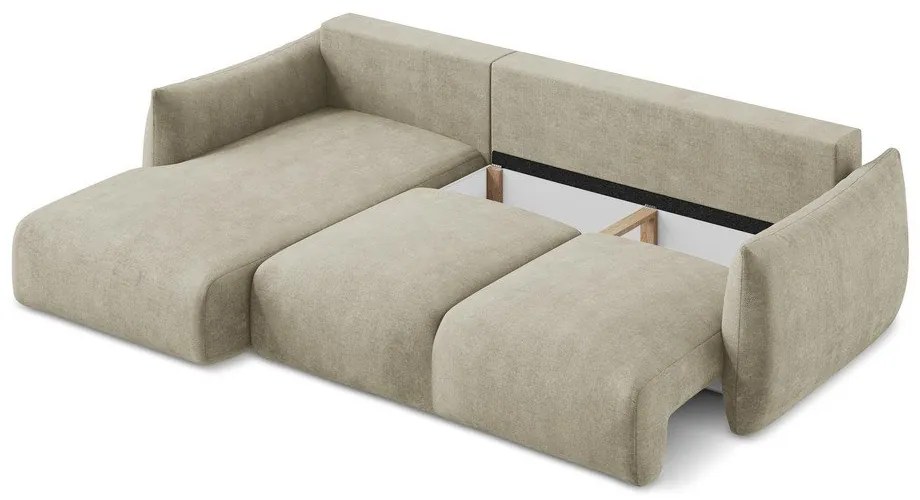 Бежов шенилов сгъваем ъглов диван (ляв ъгъл) Leila – Makamii