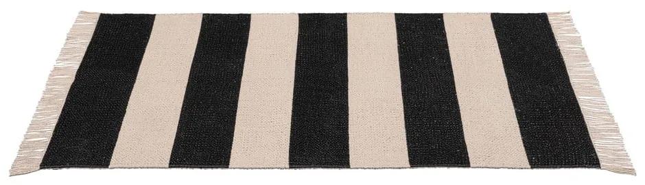 Черно-бежово килимче за баня от рециклиран памук Kasi, 50 x 80 cm - Wenko