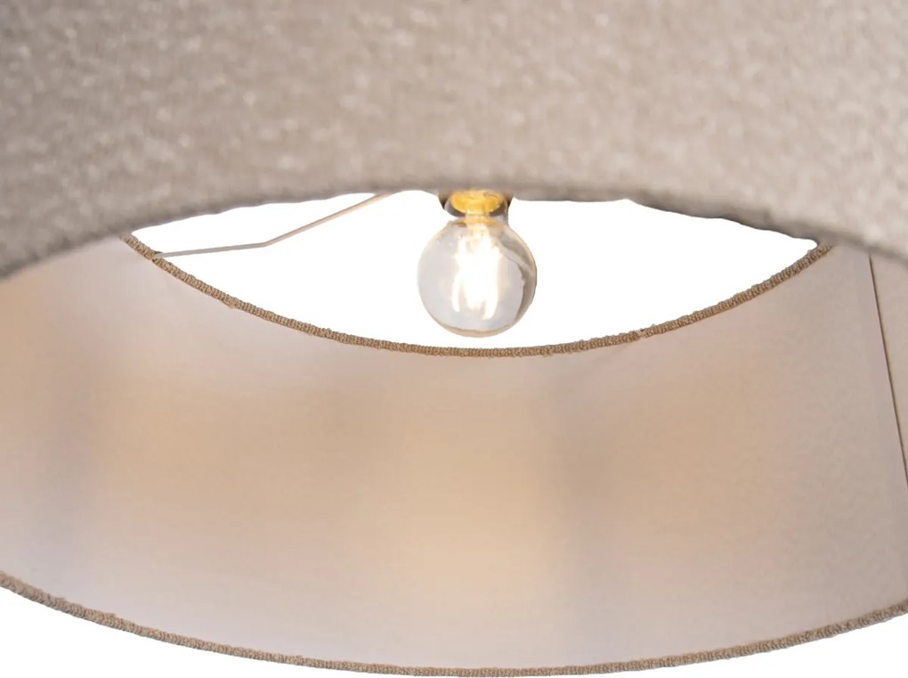 Подова лампа златиста регулируема с бежов плюшен текстилен абажур 50 см - Editor