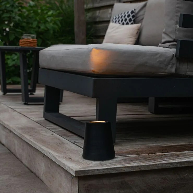 Модерен градински прожектор черен кръгъл IP65 - Lennard