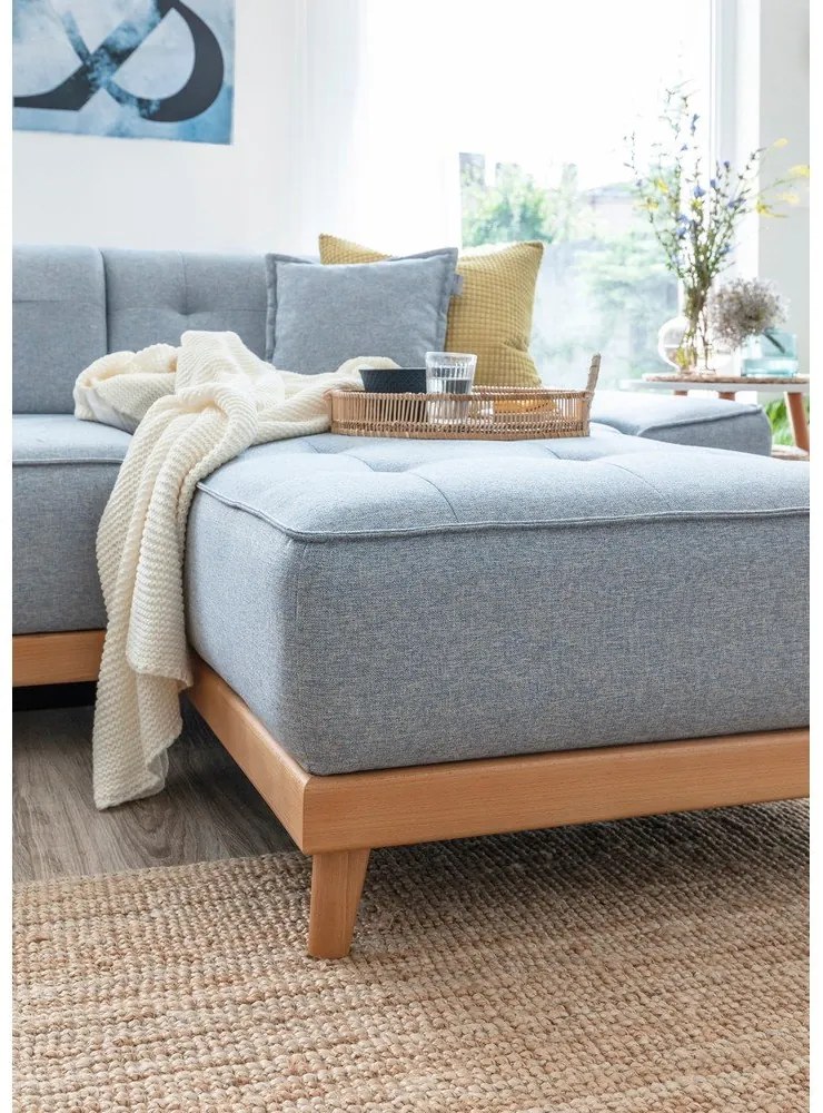 Светлосин U-образен разтегателен диван, ляв ъгъл Dazzling Daisy - Miuform