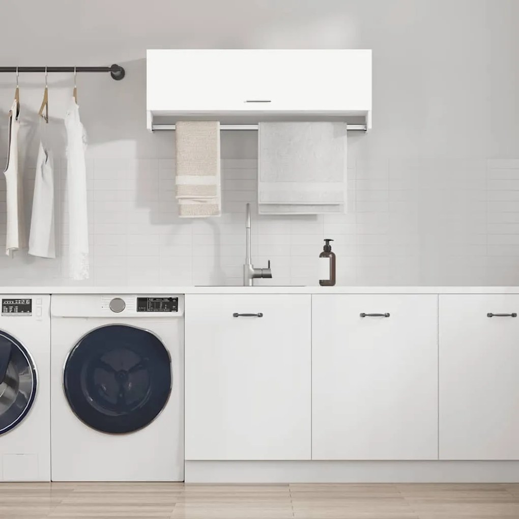 808233 vidaXL Гардероб, бял, 100x32,5x35 см, инженерно дърво