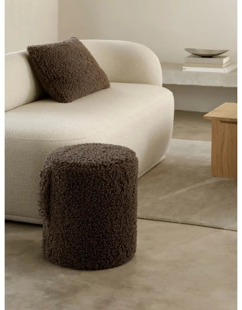 Тъмнокафява табуретка от прежда с примки от букле Teddy – Blomus