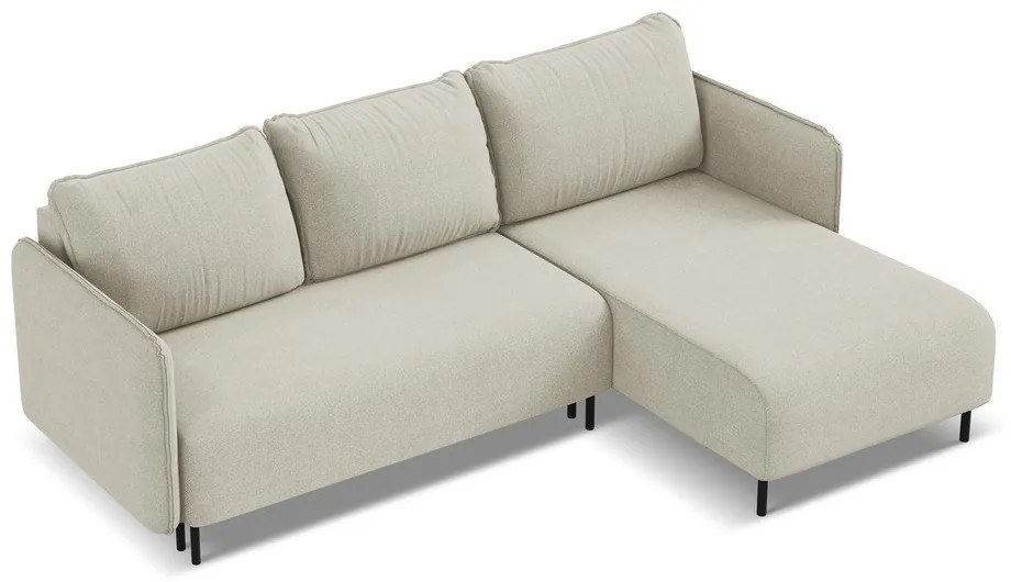 Бежов разтегателен ъглов диван с място за съхранение (десен ъгъл) Luana – Makamii