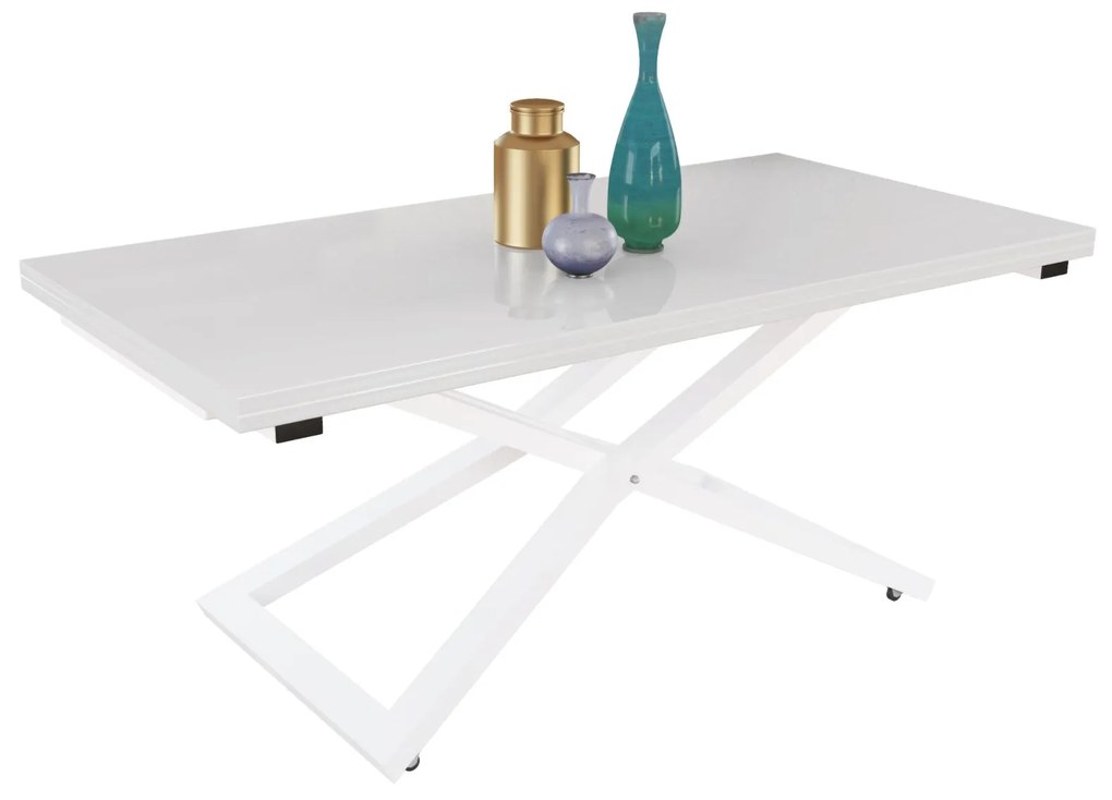 Разтегателна маса с повдигащ механизъм ВЕНЕЦИЯ  - бяло хайглос