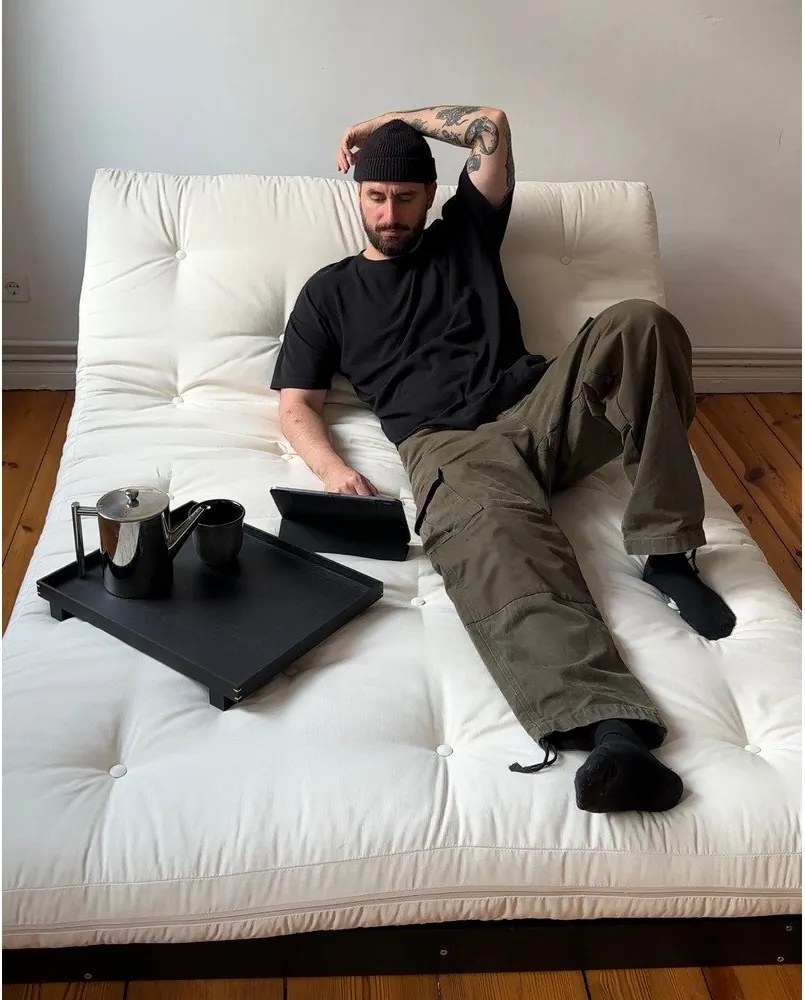 Разтегателен диван в цвят бордо 140 cm Roots Black Night – Karup Design