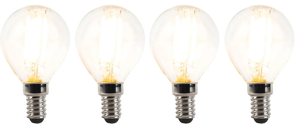 Комплект от 4 E14 димируеми LED крушки P45 прозрачни 3W 250lm 2700K