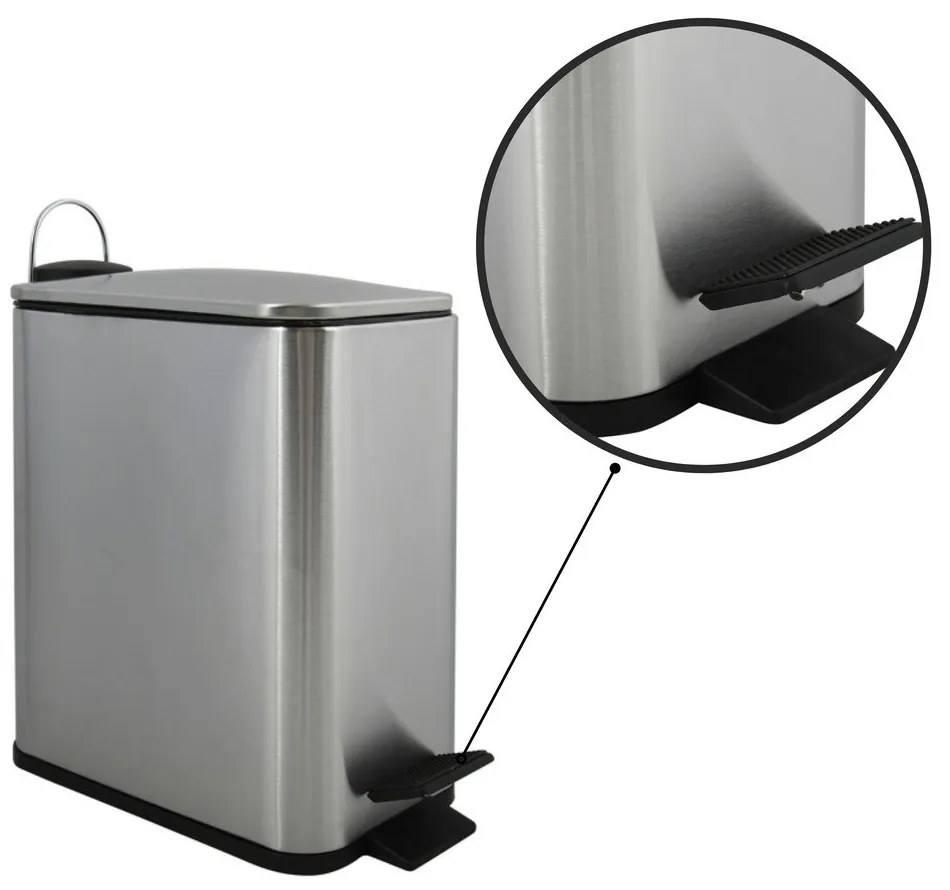 Стоманено кошче за боклук с педал в матово сребрист цвят 5 l Erik – Spirella
