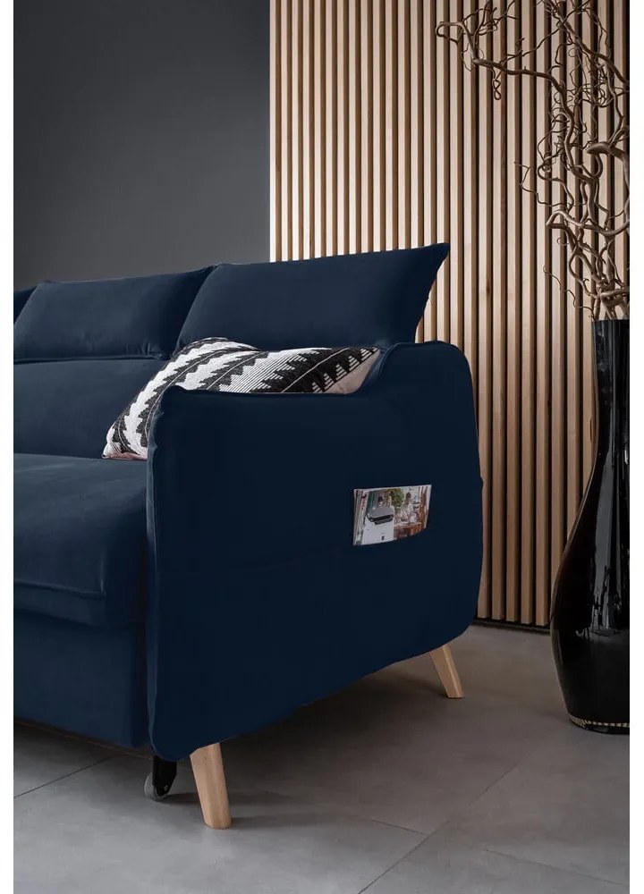 Тъмносин кадифен ъглов диван (ляв ъгъл) Sweet Harmony - Miuform