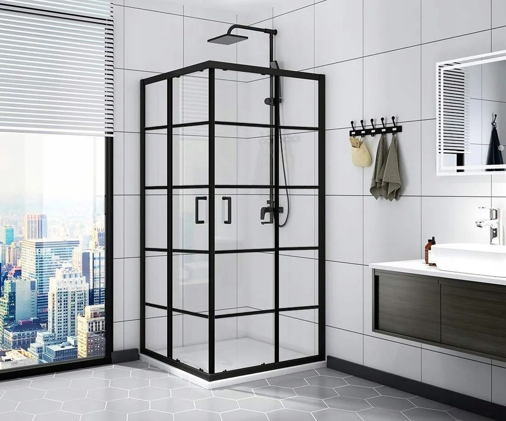 Квадратна душ кабина calani BLACK DELTA 90x90