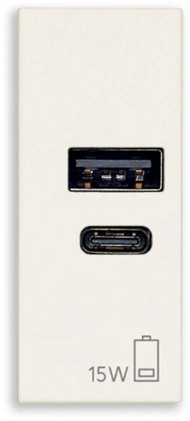 VIMAR 30292.AC15B USB Контакт Linea A+C 1M 15W 5V, white,