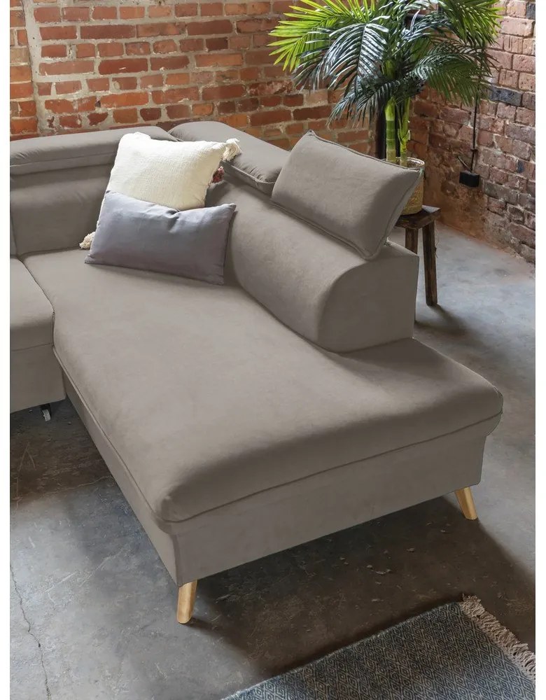 Светлокафяв кадифен U-образен ъглов диван (десен ъгъл) Sweet Harmony - Miuform