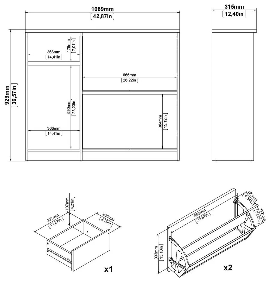 Накланяща се стойка за обувки от дъбов декор в естествен цвят 109x93x32 cm Naia – Tvilum