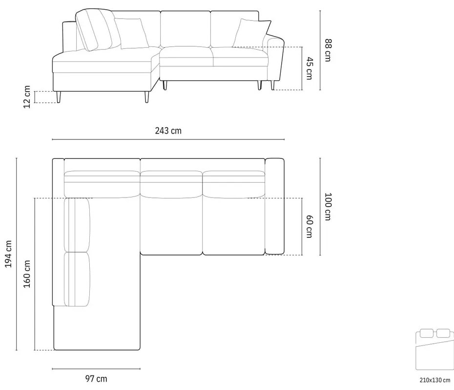 Тъмносив кадифен разтегателен ъглов диван с място за съхранение (ляв ъгъл/L форма) Kyoto – Cosmopolitan Design