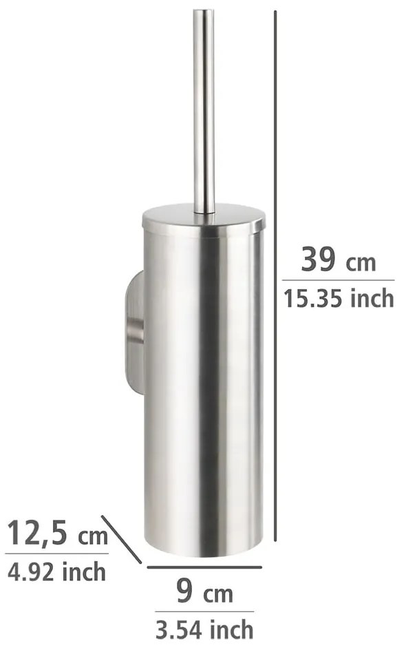 Матово-сребриста самозалепваща четка за тоалетна от неръждаема стомана Orea – Wenko