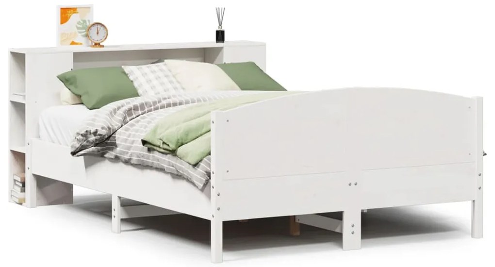 3323069 vidaXL Легло с етажерка за книги, без матрак, 120x200 см, бор масив