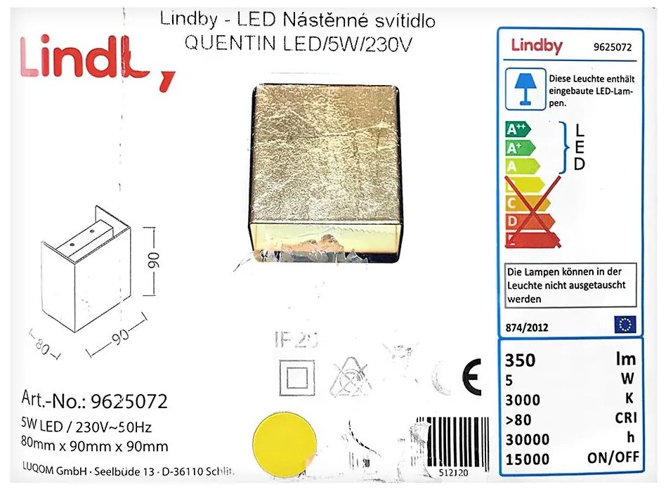 Lindby - LED Аплик QUENTIN LED/5W/230V