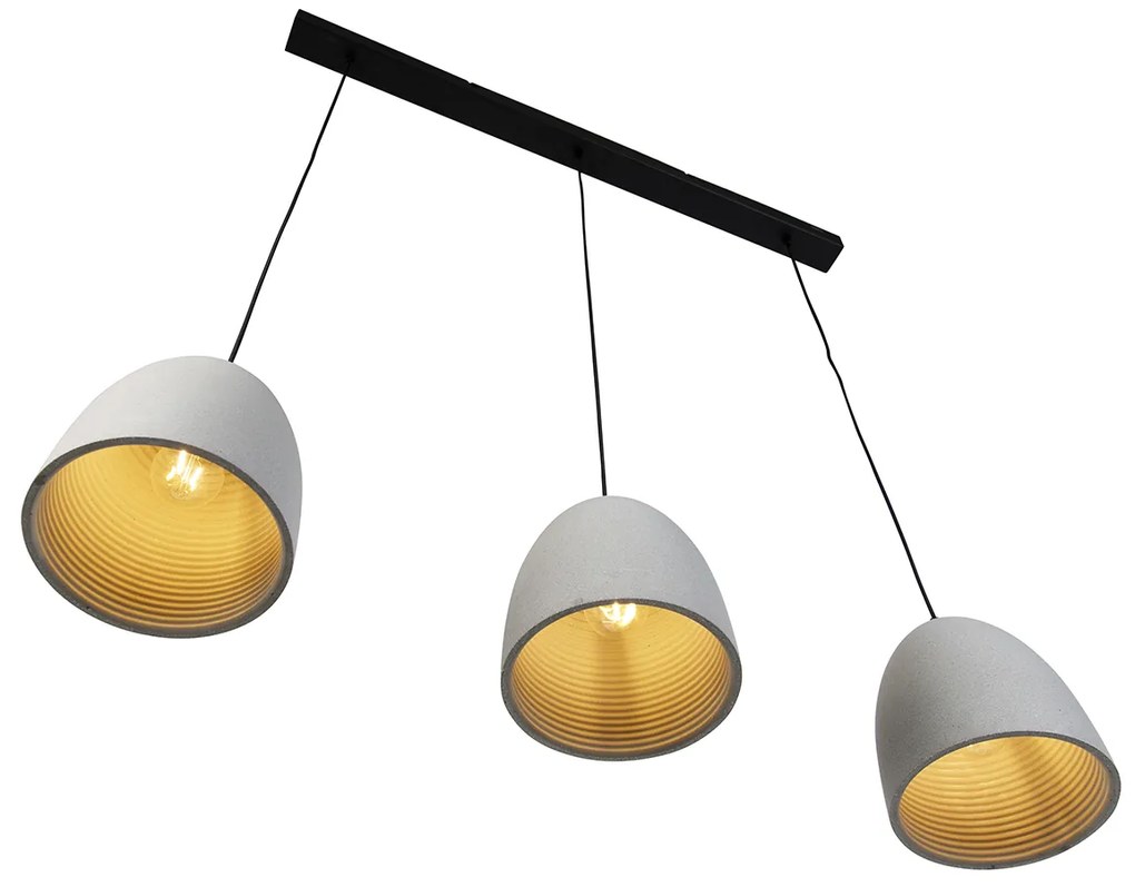 Moderne hanglamp zwart met grijs beton 3-lichts - Eton