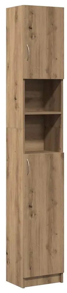 856049 vidaXL Шкаф за баня, дъбов, 32x25,5x190 см, инженерно дърво