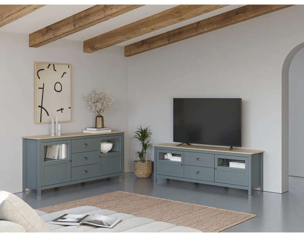 Скрин сиво-зелен от масивен бор 180x80x40 cm Misti – Marckeric