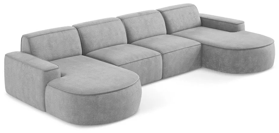 Светлосив шенилов ъглов диван (U форма) Omao – Makamii